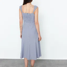 Trendyol Striped Shoulder Straps Fit & Flare Midi Dress image 5