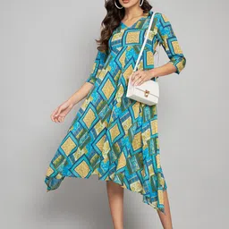Amagyaa Geometric Printed A-Line Midi Dress image 4