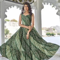 ODD BY Chansi TRENDZ Women Bandhani Printed Fit & Flared Dress image 3