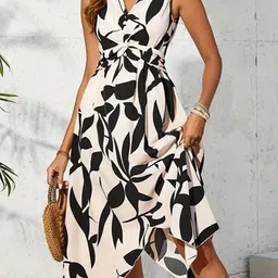 StyleCast Print V-Neck Fit and Flare Midi Dress image 4