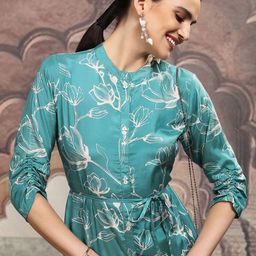 Vishudh Floral Printed Fit & Flare Midi Dress-picture-11