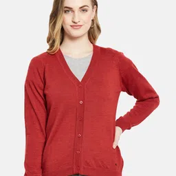 Monte Carlo Women Red Pure Wool Cardigan-picture-11