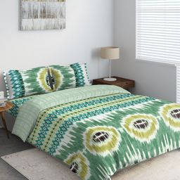 DDecor Turquoise Blue & White Printed Double Queen Cotton Bedding Set-picture-15