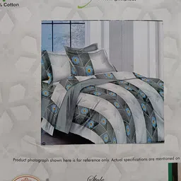 Signature Grey & Blue 4 Pieces Floral Printed Cotton Bedding Set image 5