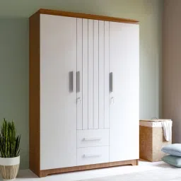 neudot Wyett 3 Door Wardrobe in Leon Teak Finish With Drawer image 1
