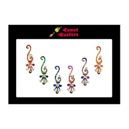 Comet Busters 6 Pcs Multicoloured Curved Shape Stone Studded Bindi image 1