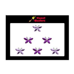 Comet Busters 6 Pcs Embellished Reusable Designer Butterfly-Shaped Bindis - Purple-picture-0