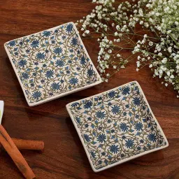 miah decor Multicolor Set of 2 Stoneware Square Appetizer Platters image 1