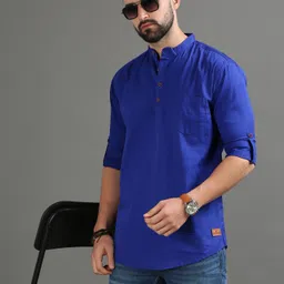 tallwalker Men Solid Pure Cotton Straight Kurta-picture-13