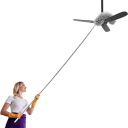 flypro Microfiber Duster with Extension Pole(Stainless Steel), 100’’ Extra Extendable Wet and Dry Duster image 1