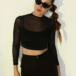 klassy Casual Regular Sleeves Solid Women Black Top image 5