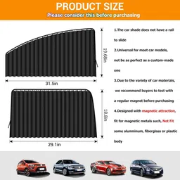 pormono 4 Pcs Car Window Curtain - Car Curtain - Black Car Curtain image 3