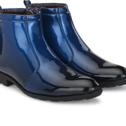 vellinto Royal Look Zipped Boots For Men ll Casual Shoes For Men ll Latest Patent Leather Chain Boots For Men image 3