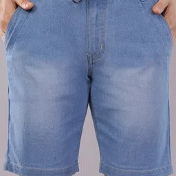 nivasu Solid Men Light Blue Denim Shorts image 4