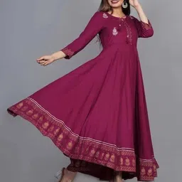 manisukmi fashion Women Fit and Flare Purple Ankle Length Dress-picture-24