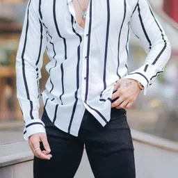 combraided Men Regular Fit Striped Casual Shirt image 2