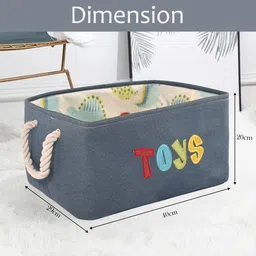 kuber industries Cotton, Jute Pack of 6 Storage Basket with Handle | GM-23-NBLU | Toys Print - Navy Blue Storage Basket image 2