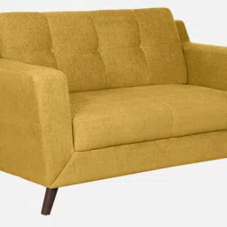 casacraft from pepperfry Amanda Fabric 2 Seater Sofa In Camel Yellow Colour image 3