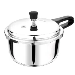 pristine Silver 2 Ltrs Tri Ply Induction Base Bakelite Outer Lid Pressure Cooker With Stainless Steel image 1