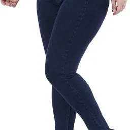 zxn Women Slim Mid Rise Dark Blue Jeans image 4