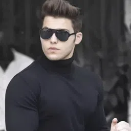 yoxo Men Solid High Neck Black Sweater image 2