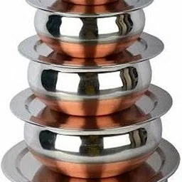 masox store Serving Handi Set with Lid Copper Bottom Stainless Steel Cooking Pot Serving F0 4.7 inch, 5.5 inch, 6.2 inch, 6.6 inch, 7.4 inch Lid Set, Pack of 5-picture-17