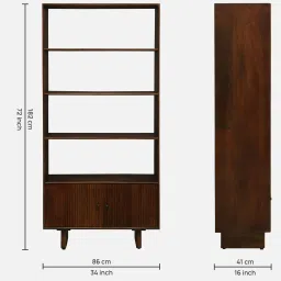 woodsworth from pepperfry Almere Mango Wood Bookshelf In Tubbaq Finish image 2
