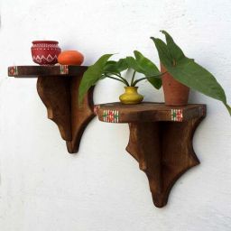 chinhhari arts Small Set Of 2 Multicolour Wood Wall Shelf-picture-5