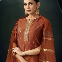 skylee Women Jacquard, Silk Blend Kurta Pant Dupatta Set-picture-27