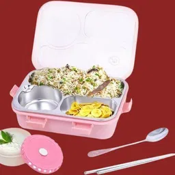 kello Stainless Steel Airtight Leak Proof Tiffin Box with Mini Container Inside K40 3 Containers Lunch Box image 1