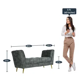 casacraft from pepperfry Kitson Velvet Recamier in Textured Grey Colour image 3