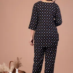 froebel Women Night Suit Set Black Printed image 2