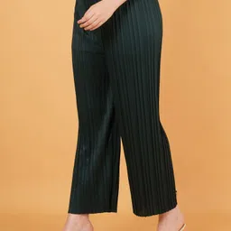 mast & harbour Women Regular Fit Yellow, Green Polyester Trousers image 4