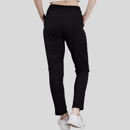 leewan Women Solid Black Track Pants image 2