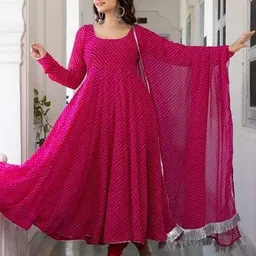 vspcreation Applique Georgette Stitched Anarkali Gown-picture-21