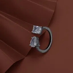 Carlton London Premium Rhodium-Plated CZ Studded Adjustable Finger Ring-image-43