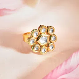 Priyaasi Gold Plated Kundan Studded Finger Ring-picture-42