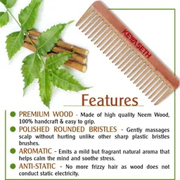 keya seth aromatherapy Neem Wooden Comb Wide Tooth for Hair Growth for Men & Women All Purpose Large Size Perfect Hair Setter. image 2