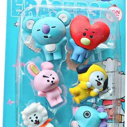 poohan UNIQUE BTS ERASERS MULTICOLOUR BIRTHDAY RETURN GIFT PACK OF 6 ERASERS Non-Toxic Eraser-picture-13