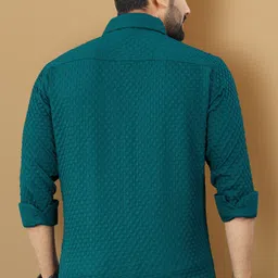 vebnor Men Regular Fit Self Design Spread Collar Casual Shirt image 2