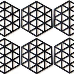 pepplo PVC Coaster Halka-A-Triangle-Black_6,Pack of 6 Silicone Trivet-picture-21
