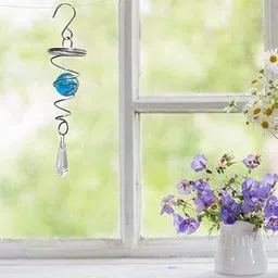 fing Sprial Tail with Glass balls prism and hanging swivel hook Crystal Wind chime Aluminium Wind Spinner image 5