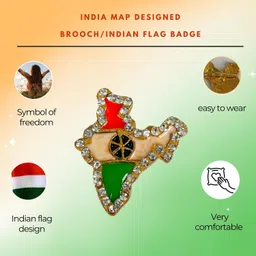 salvusappsolutions Metal Indian Flag Badge with Stone Work For Men & Wome (Multicolor_1.5x1.5 inch) Brooch image 3