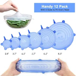 house of queens Premium Quality Reusable and Stretchable Silicone Lids | Expandable Lids | Bowl Covers | Container Lids | Dishwasher and Microwave Safe Lids 2.8 inch, 3.7 inch, 4.5 inch, 5.7 inch, 6.5 inch, 6 inch Lid Set image 4