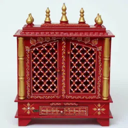 d'dass Red Sheesham Wood & Mdf Wall Mounted Mandir With Door image 3