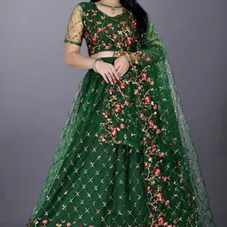 kv fashion Embroidered Semi Stitched Lehenga Choli image 3