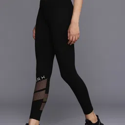 hrx by hrithik roshan Solid Women Black Tights image 3