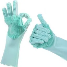 gargi Washing Silicon Hand Gloves with Scrubber for Kitchen Cleaning, Utensils Wet and Dry Glove Set Wet and Dry Glove Wet and Dry Glove Set image 2