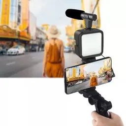 GALAX Mobile Vlogging Kit with Microphone Tripod Stand and LED Light Vlogging Mobile Tripod-image-8