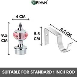 grivan Pink, Silver Rod Rail Bracket, Curtain Knobs, Curtain Hooks Metal image 4